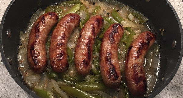 Grilling Brats on Electric Grill Balcony Grilled